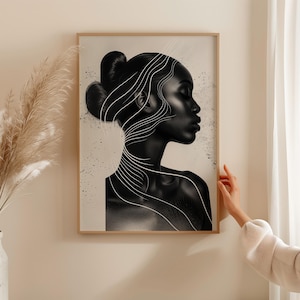 Mid Century Modern Black Woman Art Print: Abstract Figurative Wall Decor (Digital Download)