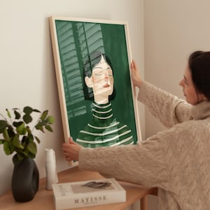 Emerald Green Woman Art Print, Minimalist Portrait (digital Download ...