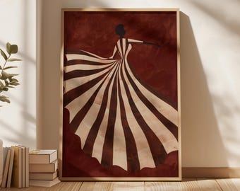 Dark Brown Striped Dress Art Print: Reflective Modern Decor (Digital Download)