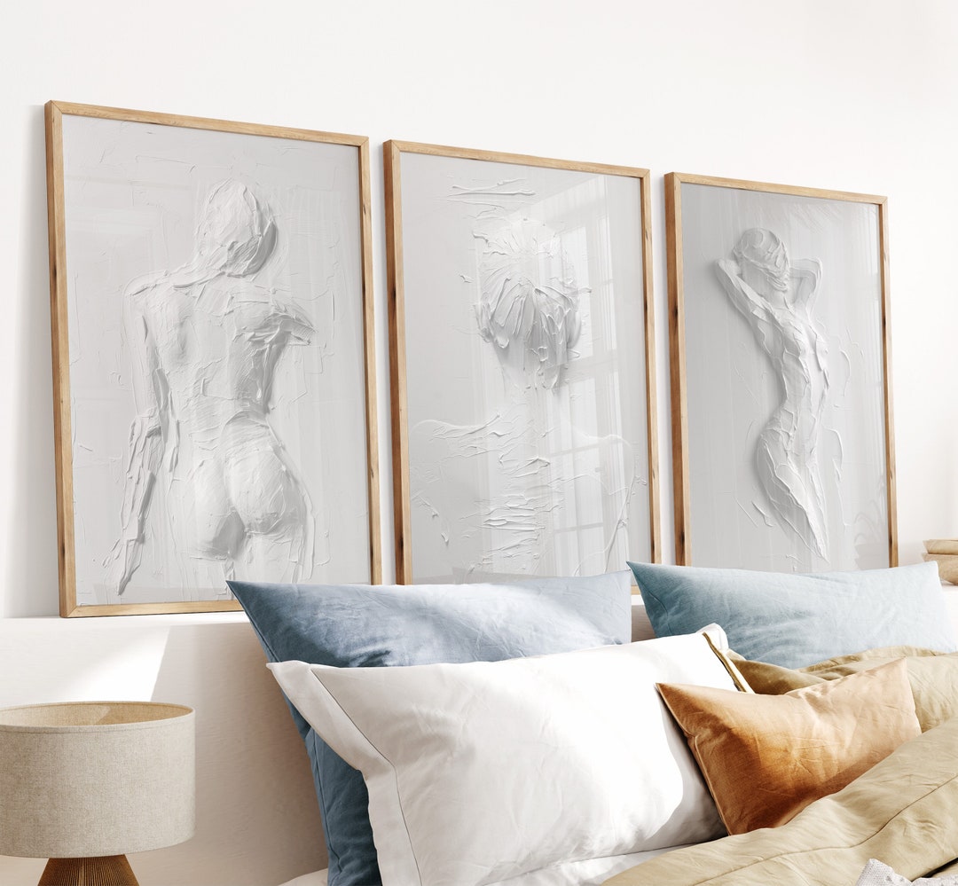 Textured Body Wall Art Prints: Minimalist Woman Figure Set (digital ...