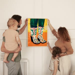 Bold Colorful Boots Art Print Whimsical Fashion Illustration Vibrant Cowboy Boots Print, Modern Boho Wall Art Eclectic & Playful Home Design
