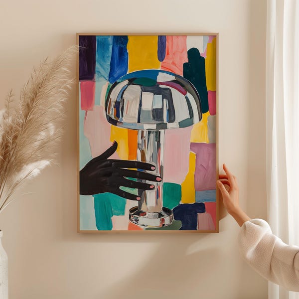 Chrome Lamp Art Print: Nordic Colorful Wall Decor (Digital Download)