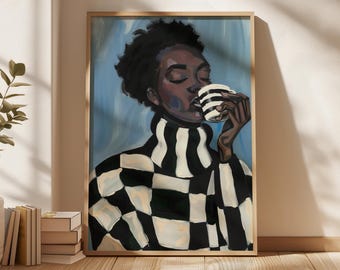 Geometrische Frau Kaffee Liebhaber Digital Download
