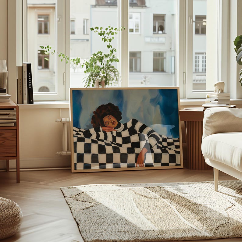 Abstract People Large Wall Art Contemporary Artwork Proud Afro Woman Modern Print Living Room Wall Art Black Female Print Digital Download