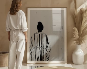 Abstract Woman in Stripes Art Print: Modern Wall Decor (Digital Download)