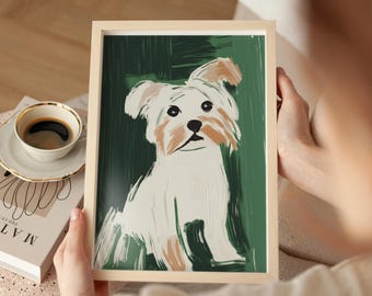Lámina artística abstracta de perro: retrato minimalista de mascota (descarga digital)