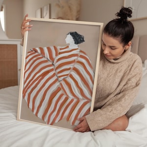 Striped Woman Art Print: Modern Minimalist Boho Decor (Digital Download)