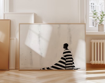 Nordic Black Woman Print: Abstract Minimalist Art (Digital Download)