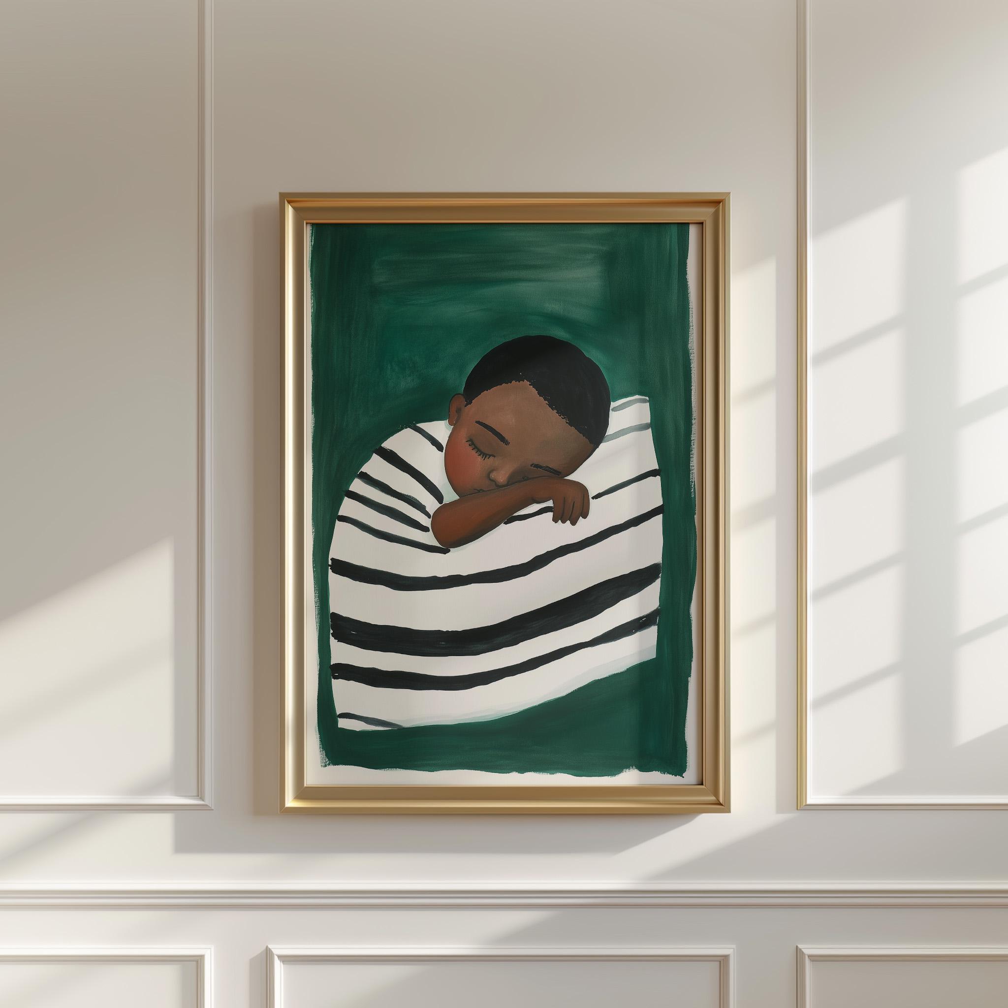 Abstract Child Emerald Green Abstract Child Print: Minimalist Wall Art (digital ...