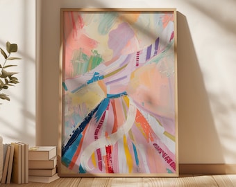 Dance of Joy Abstract Figure Art Print: Pastel Home Decor (Digital Download)
