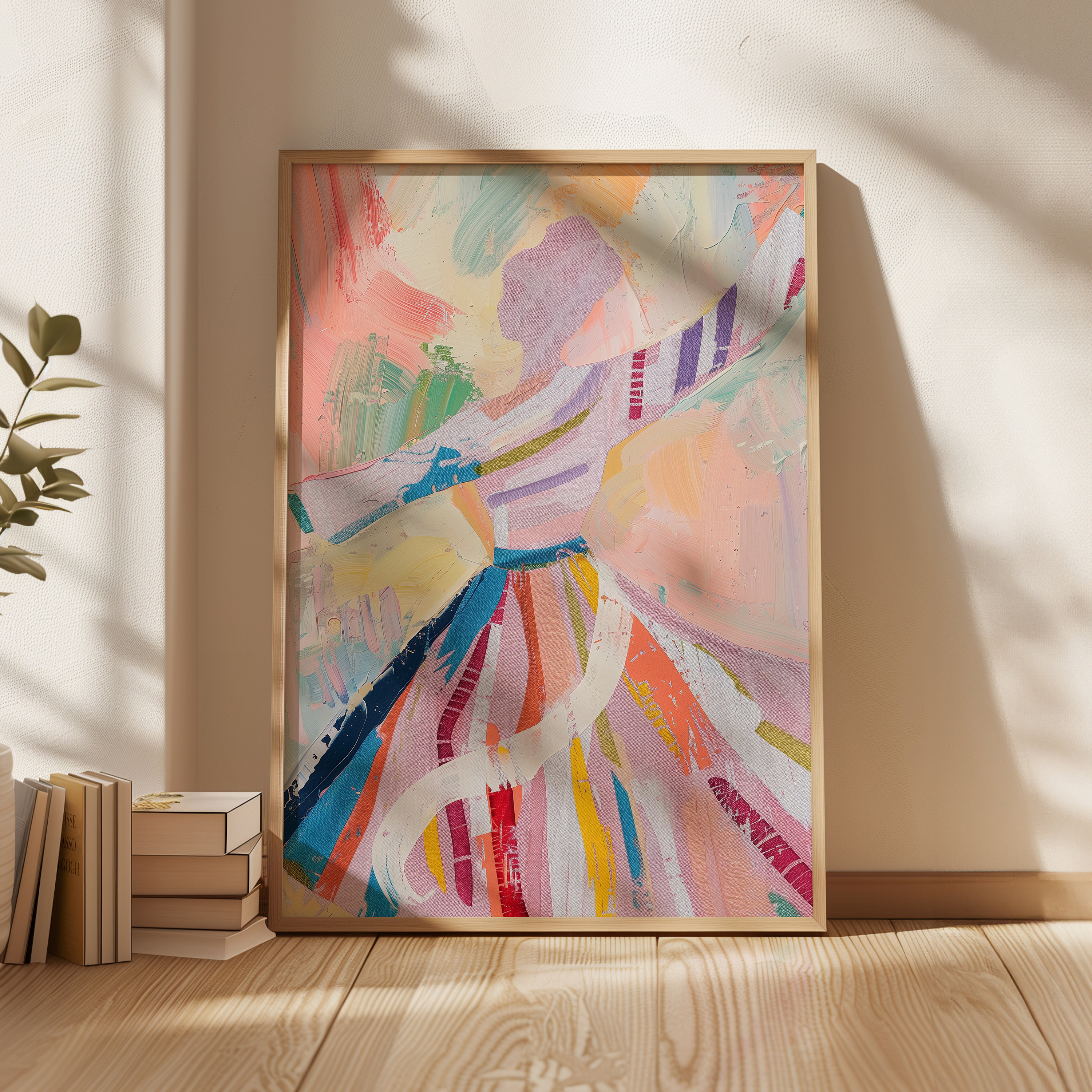 Dance of Joy - Pastel Abstract Figure Print Home Decor Minimalist Wall Art for Modern Decor Abstract Printable Art Digital download