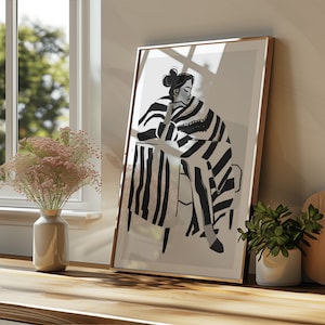 Abstrakte Menschen Kunst Mid Century Modern abstrakte Kunst Abstrakte Wandkunst Minimalistischer Druck Wohnzimmer Wandkunst Wand-Dekor Schwarzweißdruck
