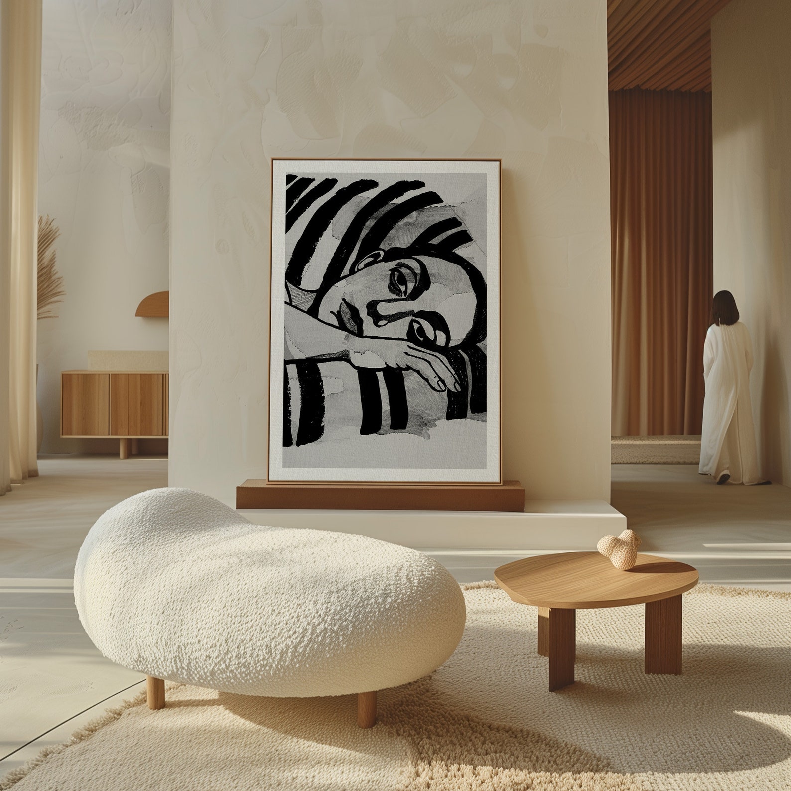 Abstract Woman Art Print: Mid Century Modern Black & White (digital ...