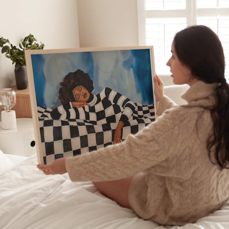 Abstract People Large Wall Art Contemporary Artwork Proud Afro Woman Modern Print Living Room Wall Art Black Female Print Digital Download