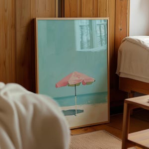 Beach Umbrella Illustration Modern Wall Art Contemporary Art Minimalist Beach Print Ocean Summer Print Coastal Living Art Digital Download
