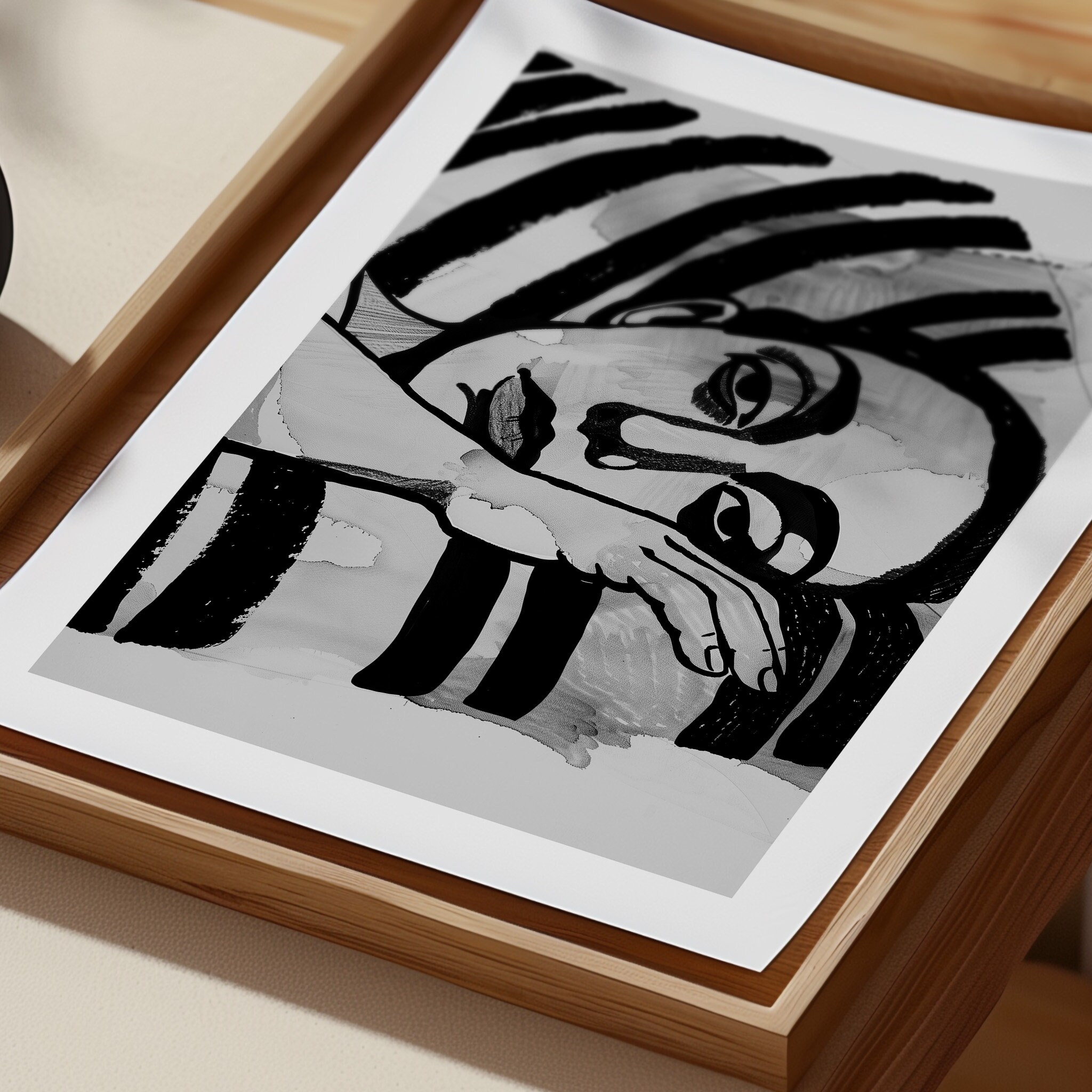 Abstract Woman Art Print: Mid Century Modern Black & White (digital ...