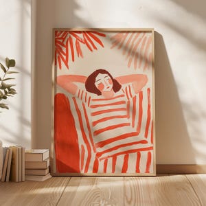 Abstract Woman Art Print: Striped Pattern, Modern Wall Decor (Digital Download)
