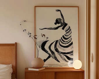 Abstract Ballet Art Print: Black & White Dancer Silhouette (Digital Download)