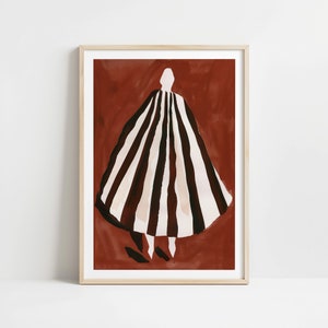 Zeitgenössische Kunst - Brauner moderner Digitaldruck, gestreifte Wandkunst, abstrakte Wandkunst, dunkelrote druckbare Kunst, sofort Download
