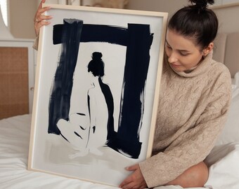 Abstract Woman Line Art Print: Vintage Minimalist Decor (Digital Download)