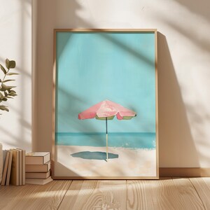 Beach Umbrella Illustration Modern Wall Art Contemporary Art Minimalist Beach Print Ocean Summer Print Coastal Living Art Digital Download