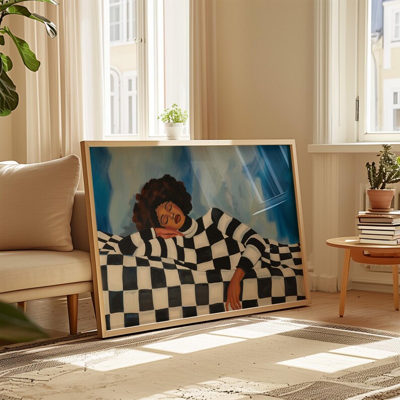 Abstract People Large Wall Art Contemporary Artwork Proud Afro Woman Modern Print Living Room Wall Art Black Female Print Digital Download