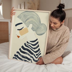 Abstract Female Figure Art Print: Beige Black Minimalist Decor (Digital Download)