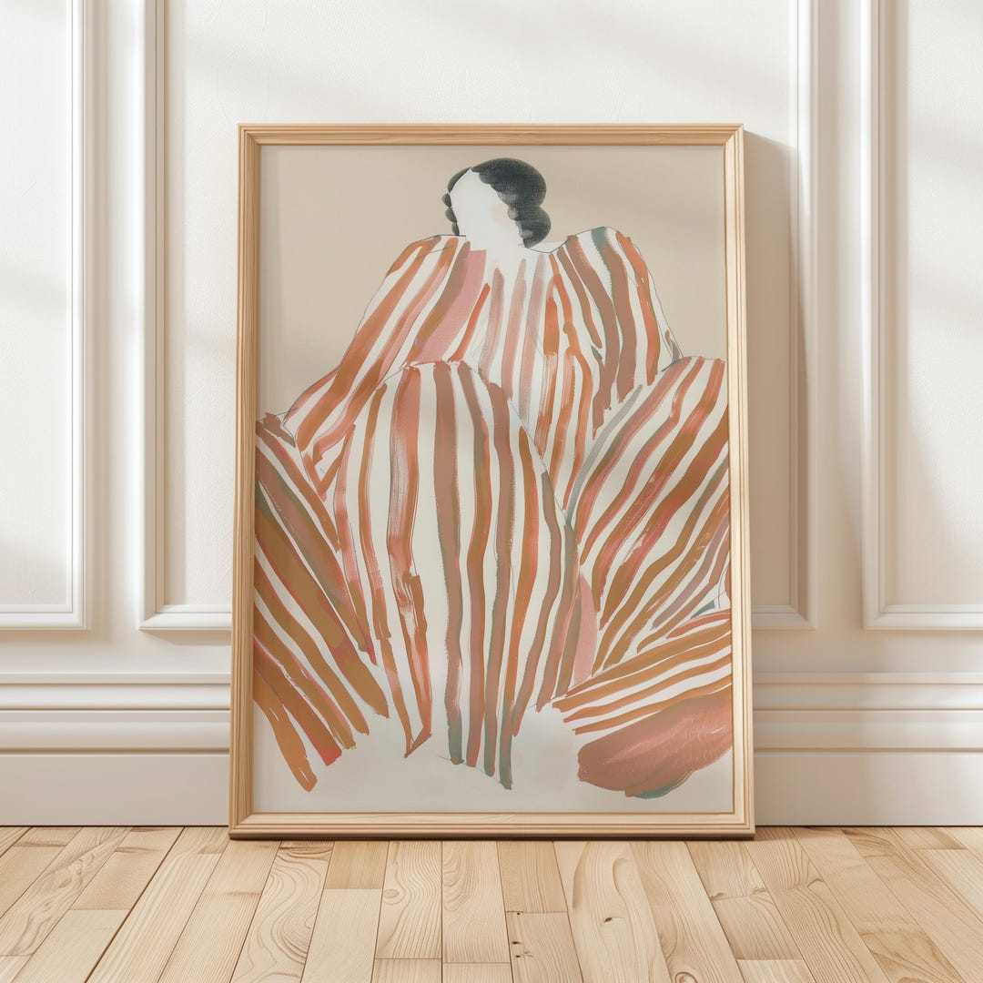 Striped Figure Striped Figure Art Print: Modern Minimalist Fashion Illustration ...