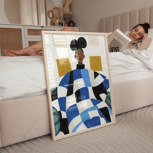 Abstract Afro Woman Art Print: Modern Living Room Decor (Digital Download)