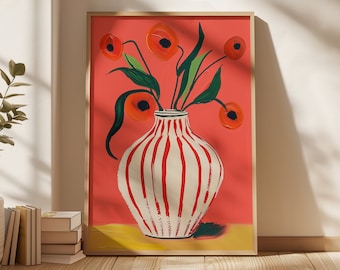 Red Flower Vase Digital Download