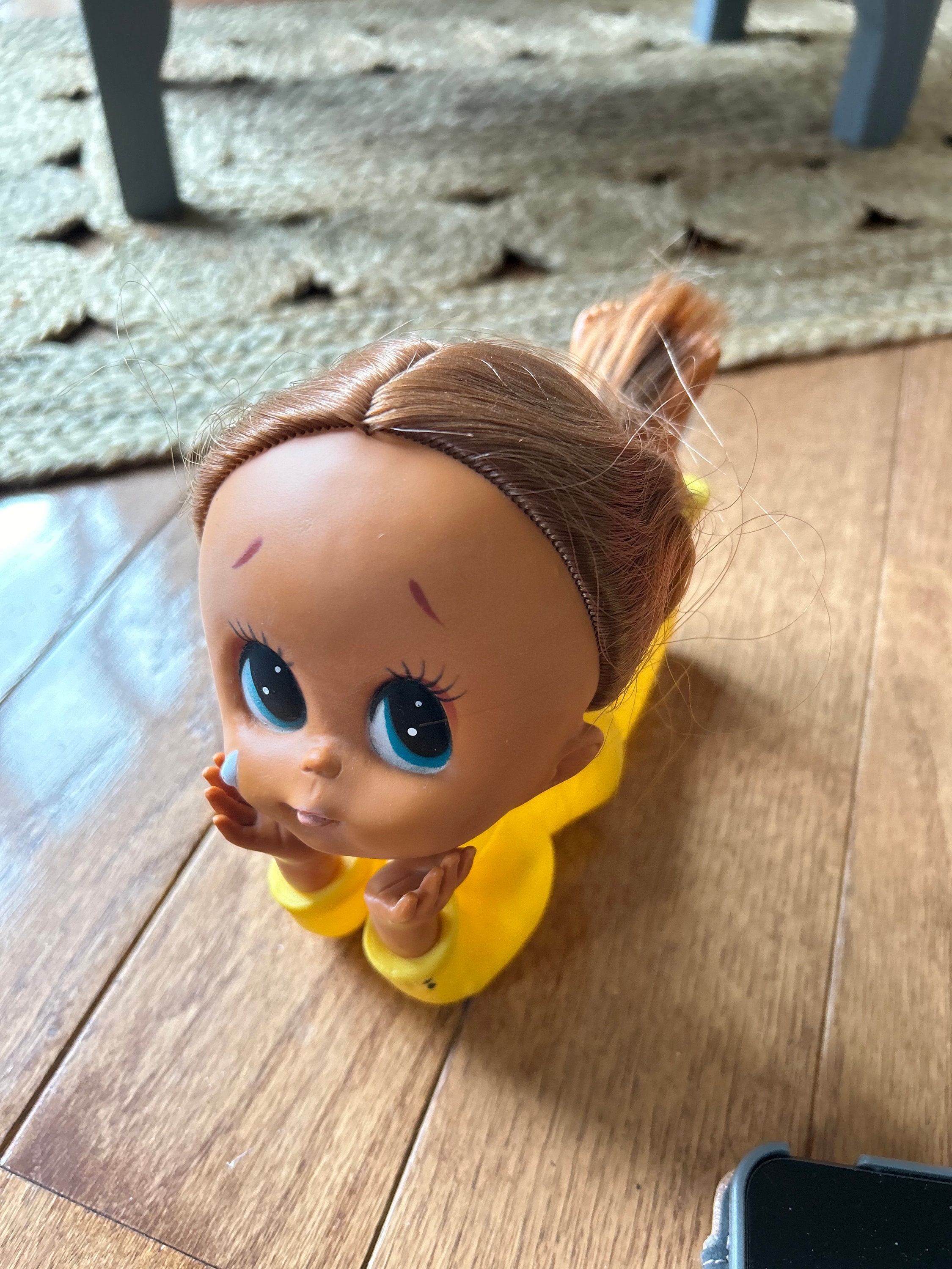 RARE Vintage Japan Showa Big Eye Vinyl Doll With Tear Drop
