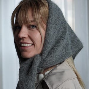 Hand-knitted Mohair Headscarf ,women’s scarf,angora shawl. 45 in * 17 in.