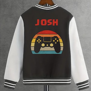 Back 2 School Benutzerdefinierte Varsity Gamer Jacke, Letterman Jacke, Mädchenkleidung, Kinderjacken, personalisierter Mantel, Namensjacke