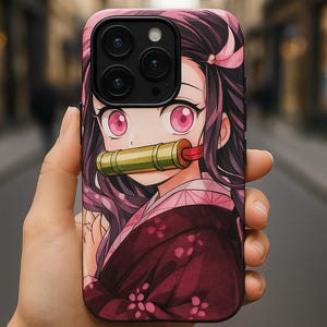 Custom Anime Kawaii Demon Slayer Kimetsu No Yaiba Nezuko Kpop Phone Case iPhone 16 Pro 15 Plus 13 12 Mini Samsung S25 Ultra S24 S23 S10 Case