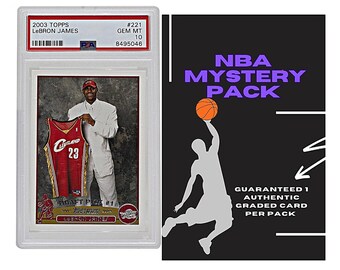 ¡Paquete misterioso de PSA de la NBA! ¡1 tarjeta calificada de PSA, + novatos, insertos, persecución divertida!