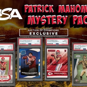 Paquete misterioso de Patrick Mahomes, clasificado PSA 10, con muchos otros miembros del Salón de la Fama