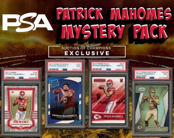 Paquete misterioso de Patrick Mahomes, clasificado PSA 10, con muchos otros miembros del Salón de la Fama