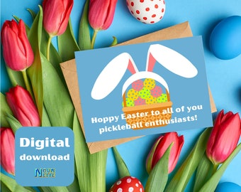 Printable Easter greeting card Instant download 7x5 inch cards for Easter, Pickleball, Easter card to download, Easter Pickleball cards
