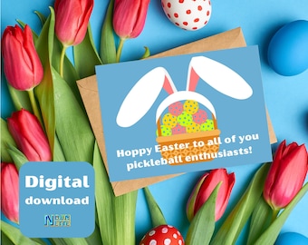 Biglietto d'auguri di Pasqua stampabile Download istantaneo cartoline da 7x5 pollici per Pasqua, Pickleball, biglietto di Pasqua da scaricare, carte Pickleball di Pasqua
