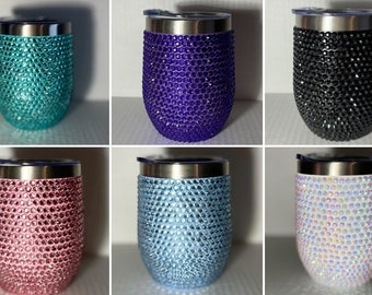 Rhinestone Wine Tumbler- Multiple Colors