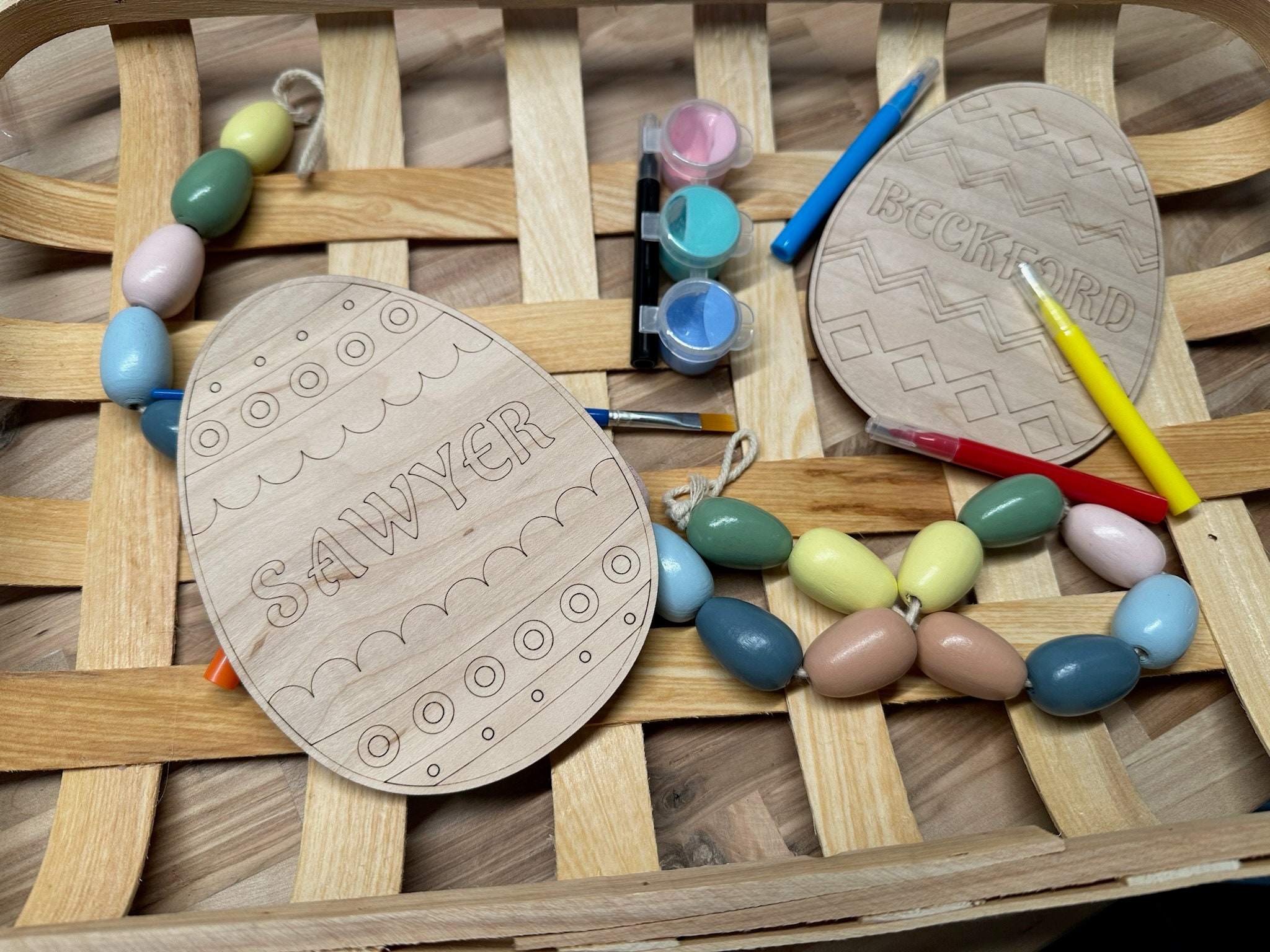 Personalized Wooden Egg Coloring Kit Etsy