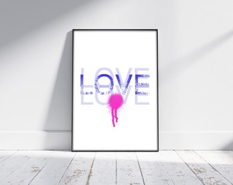 LOVE - FunkyTown Series - Positive Words Illustration - Digital Drawing Wall Art - Inspiring Decor - Unique Birthday Gift - DIGITAL Product