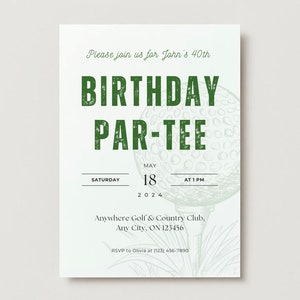 Birthday Par-Tee Digital Invitation, Golf-Themed Party Customizable on Canva