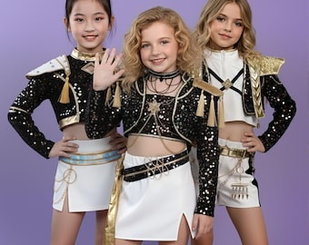 KPop Demon Hunters Kids Cosplay Costume - Kpop Halloween Clothes For Kids - Rumi Zoey Mira Cosplay Costume For Kids Halloween Party Cosplay.