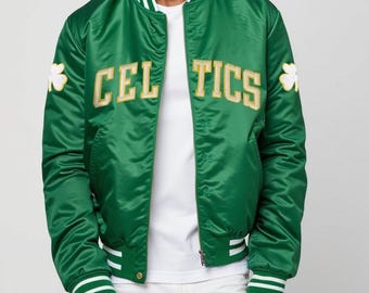 Vintage Boston Celtics NBA Starter Satin Green Bomber Jacket