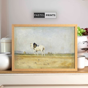 Vintage Animal Print, Animal Oil Painting, Horse Painting, White Horse Print, Horse Wall Art, Home Decor, Digital Printable Download