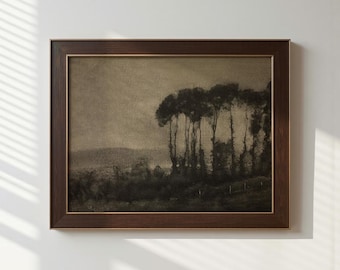 Moody Tree Landscape, Dark Academia Decor, Sepia Forest Print (Unframed)