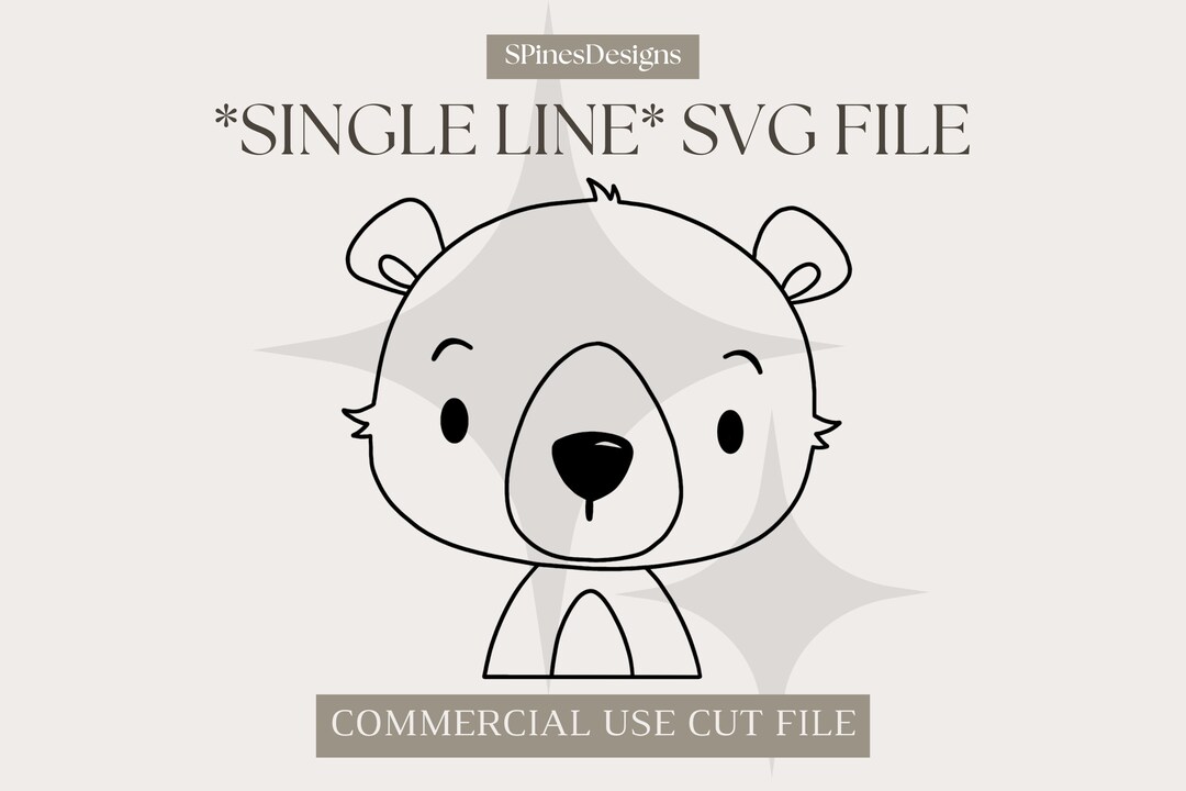 Woodland Bear single Cut Line SVG FILE Commercial Use Nursery Svg Sign