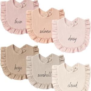 Personalized Baby Girl Bib and Burp Cloth Set, Baby Shower Gift, Baby Girl Monogrammed Bib, Ruffle Bib image 3