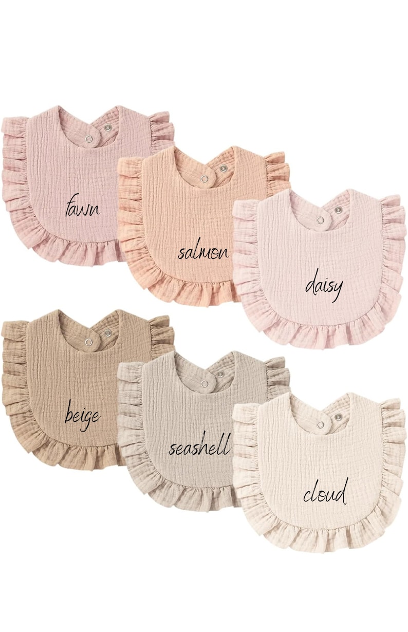 Personalized Baby Girl Bib and Burp Cloth Set, Baby Shower Gift, Baby Girl Monogrammed Bib, Ruffle Bib image 3